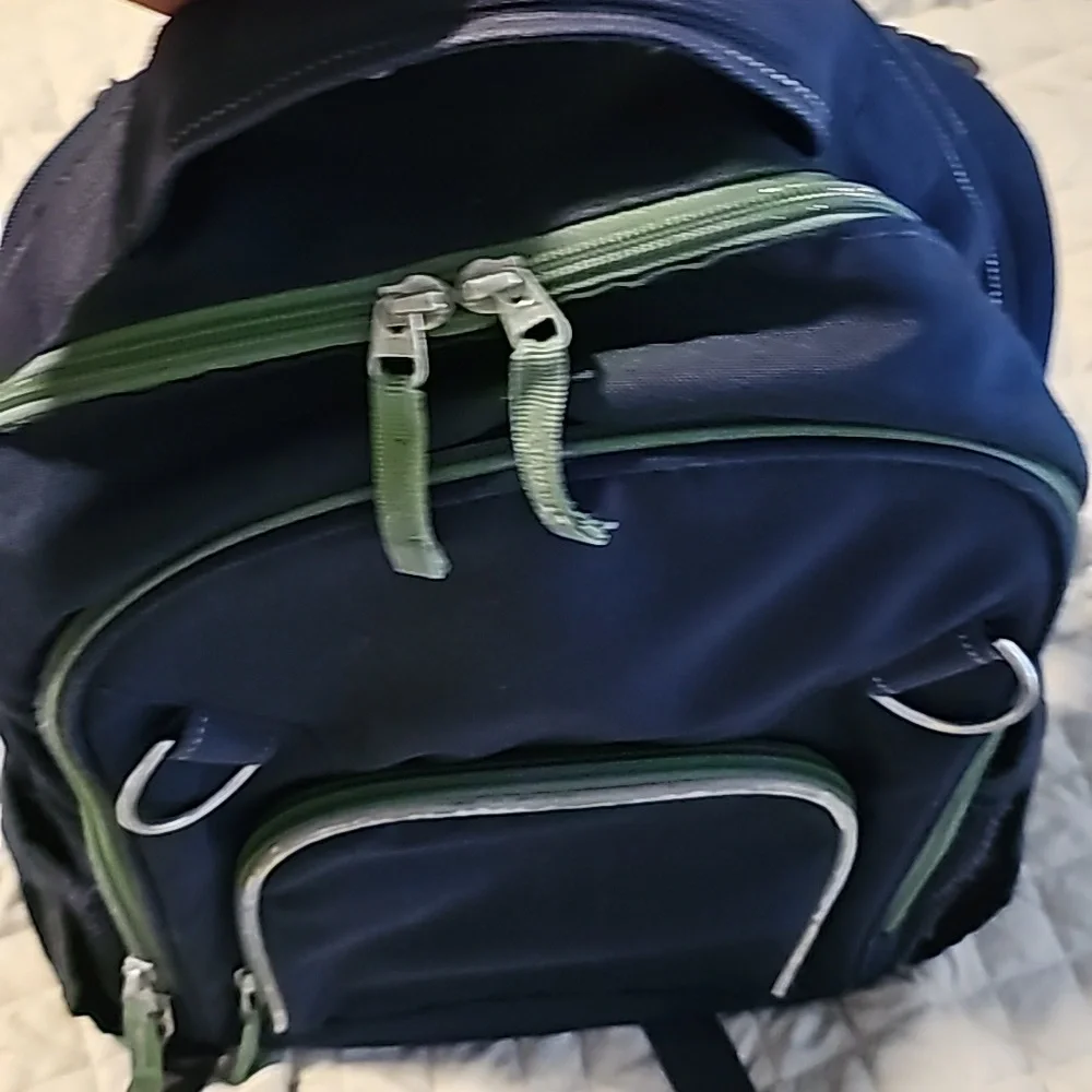 Navy blue green zipper pottery barn backpack Small Fairfax